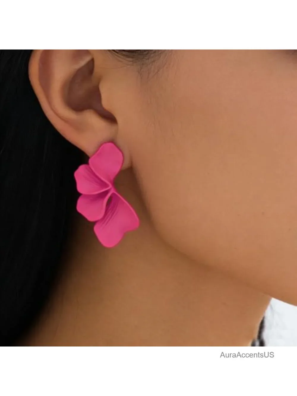 Floral Drop Earrings for Women Chunky Statement Ginkgo Leaf Push Back Alloy